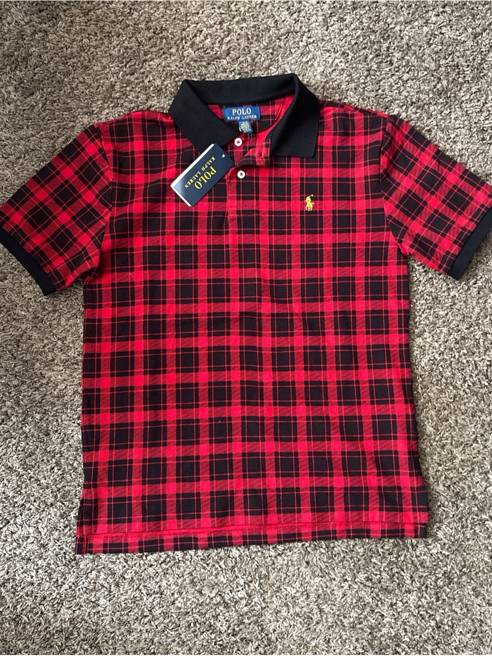 Polo by Ralph Lauren Red and Black Plaid Polo Shirt
